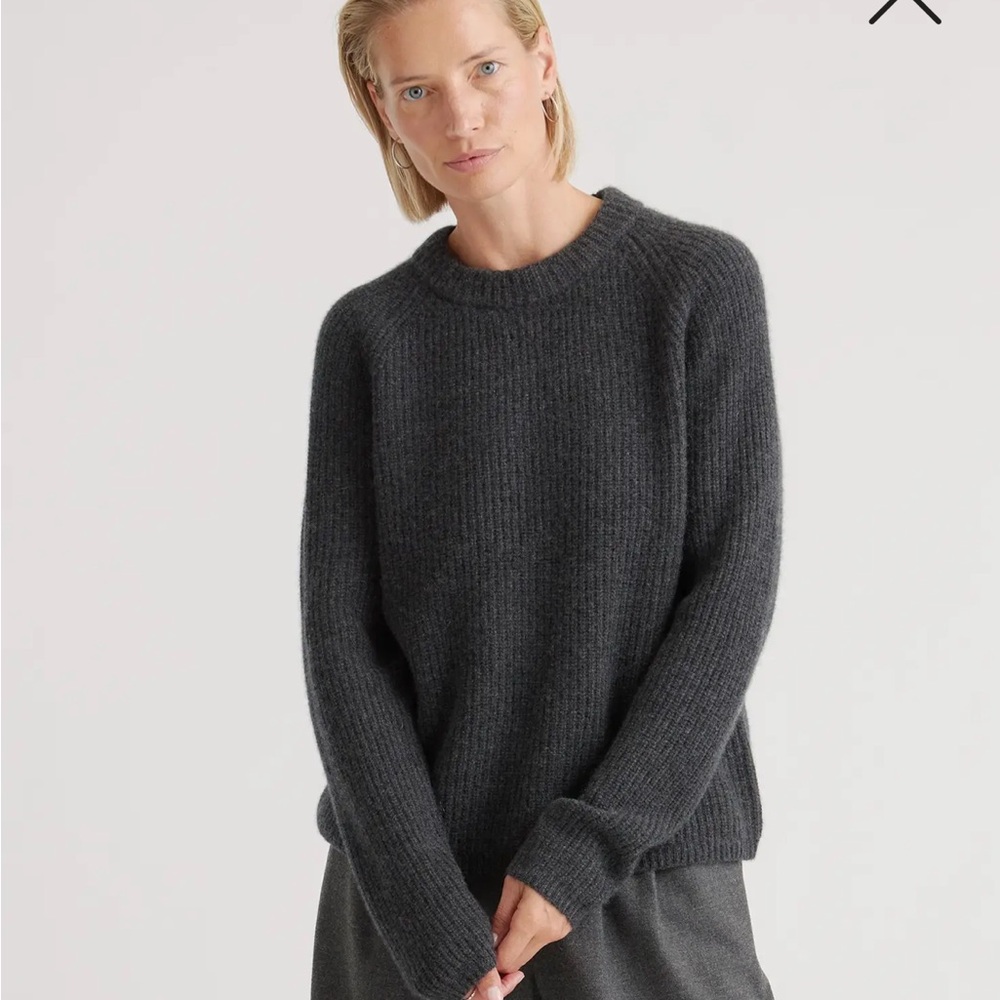 Mongolian Cashmere Fisherman Crewneck Sweater - Charcoal Gray